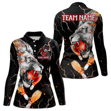 Load image into Gallery viewer, Flame Lion Bowling Lightning Thunder Custom Bowling Shirt For Women, Lion Bowling Team Shirt NQS9148
