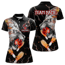 Load image into Gallery viewer, Flame Lion Bowling Lightning Thunder Custom Bowling Shirt For Women, Lion Bowling Team Shirt NQS9148