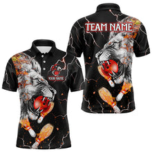 Load image into Gallery viewer, Flame Lion Bowling Lightning Thunder Custom Bowling Shirts For Men, Lion Bowling Team Shirt For Bowler NQS9148