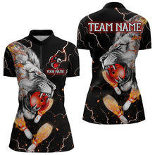 Load image into Gallery viewer, Flame Lion Bowling Lightning Thunder Custom Bowling Shirt For Women, Lion Bowling Team Shirt NQS9148