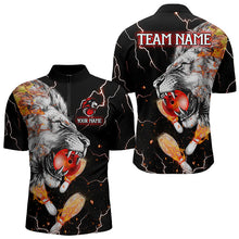 Load image into Gallery viewer, Flame Lion Bowling Lightning Thunder Custom Bowling Shirts For Men, Lion Bowling Team Shirt For Bowler NQS9148