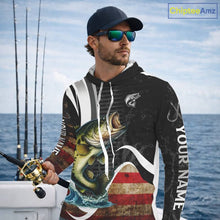 Load image into Gallery viewer, Personalized professional bass fishing shirts vintage American Flag patriotic bass fishing jerseys NQS11426