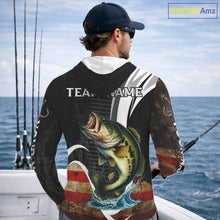 Load image into Gallery viewer, Personalized professional bass fishing shirts vintage American Flag patriotic bass fishing jerseys NQS11426