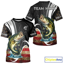 Load image into Gallery viewer, Personalized professional bass fishing shirts vintage American Flag patriotic bass fishing jerseys NQS11426