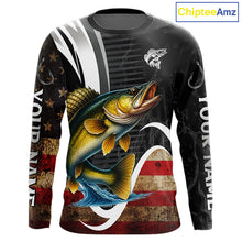 Load image into Gallery viewer, Personalized professional walleye fishing shirts American Flag patriotic walleye fishing jerseys NQS11427