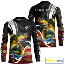 Load image into Gallery viewer, Personalized professional walleye fishing shirts American Flag patriotic walleye fishing jerseys NQS11427