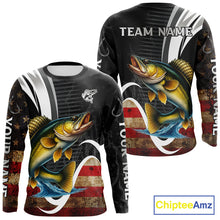 Load image into Gallery viewer, Personalized professional walleye fishing shirts American Flag patriotic walleye fishing jerseys NQS11427
