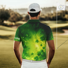 Load image into Gallery viewer, Green clover pattern St Patrick's Day Mens Golf Polo Shirts Custom Shamrock Golf outfit For Men NQS11628
