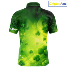Load image into Gallery viewer, Green clover pattern St Patrick's Day Mens Golf Polo Shirts Custom Shamrock Golf outfit For Men NQS11628