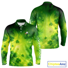 Load image into Gallery viewer, Green clover pattern St Patrick's Day Mens Golf Polo Shirts Custom Shamrock Golf outfit For Men NQS11628