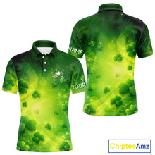 Load image into Gallery viewer, Green clover pattern St Patrick's Day Mens Golf Polo Shirts Custom Shamrock Golf outfit For Men NQS11628