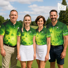 Load image into Gallery viewer, Green clover pattern St Patrick's Day Mens Golf Polo Shirts Custom Shamrock Golf outfit For Men NQS11628