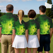 Load image into Gallery viewer, Green clover pattern St Patrick's Day Mens Golf Polo Shirts Custom Shamrock Golf outfit For Men NQS11628