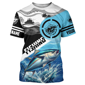 Tuna Fishing blue saltwater custom UV protection fishing apparel, Tuna tournament fishing jerseys NQS1421