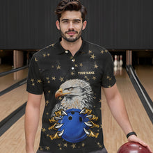 Load image into Gallery viewer, Black and Yellow Stars pattern Eagle Bowling Shirts For Men Custom Name Eagle Bowling Team Jersey NQS9661
