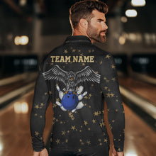 Load image into Gallery viewer, Black and Yellow Stars pattern Eagle Bowling Shirts For Men Custom Name Eagle Bowling Team Jersey NQS9661