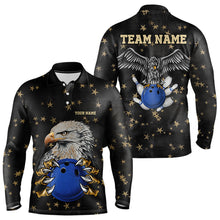 Load image into Gallery viewer, Black and Yellow Stars pattern Eagle Bowling Shirts For Men Custom Name Eagle Bowling Team Jersey NQS9661