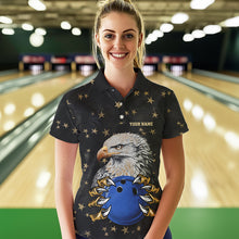 Load image into Gallery viewer, Black and Yellow Stars pattern Eagle Bowling Shirts For Women Custom Name Eagle Bowling Team Jersey NQS9661