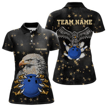 Load image into Gallery viewer, Black and Yellow Stars pattern Eagle Bowling Shirts For Women Custom Name Eagle Bowling Team Jersey NQS9661