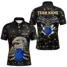 Load image into Gallery viewer, Black and Yellow Stars pattern Eagle Bowling Shirts For Men Custom Name Eagle Bowling Team Jersey NQS9661