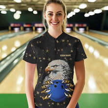 Load image into Gallery viewer, Black and Yellow Stars pattern Eagle Bowling Shirts For Women Custom Name Eagle Bowling Team Jersey NQS9661