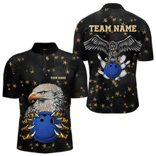 Load image into Gallery viewer, Black and Yellow Stars pattern Eagle Bowling Shirts For Men Custom Name Eagle Bowling Team Jersey NQS9661