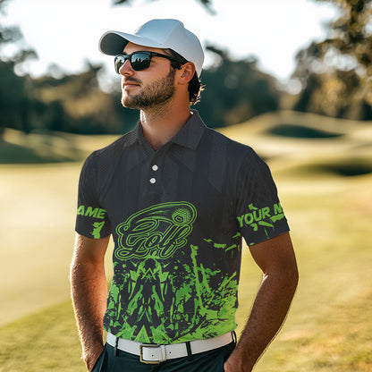 Black and Green Camo Golf polo shirts for Men custom team golf outfit men, personalized golf gifts NQS9664