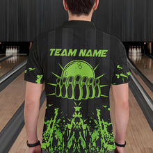 Load image into Gallery viewer, Black and Green Camo Bowling Team Shirts For Men Custom Bowling Uniform Polo, Quarter Zip Shirts NQS9665