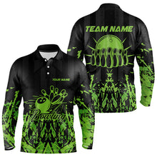 Load image into Gallery viewer, Black and Green Camo Bowling Team Shirts For Men Custom Bowling Uniform Polo, Quarter Zip Shirts NQS9665