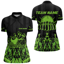 Load image into Gallery viewer, Black and Green Camo Bowling Team Shirts For Women Custom Bowling Uniform Polo, Quarter Zip Shirts NQS9665