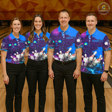 Load image into Gallery viewer, Purple and Blue Lightning Thunder Storm Skull Bowling Shirts For Women Custom Bowling Team Jerseys NQS11729