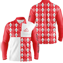 Load image into Gallery viewer, Golf addicted Mens golf polo shirts custom red and white golf ball clubs argyle plaid pattern golf NQS7446