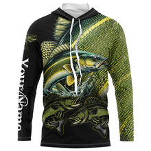 Load image into Gallery viewer, Walleye Fishing Customize Name UV protection  long sleeves fishing shirts, gifts for fishing lovers NQS1788
