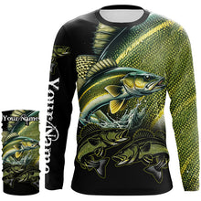 Load image into Gallery viewer, Walleye Fishing Customize Name UV protection  long sleeves fishing shirts, gifts for fishing lovers NQS1788