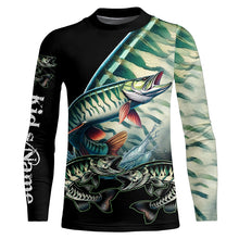 Load image into Gallery viewer, Musky Fishing Customize Name UV protection long sleeves fishing shirts, gifts for fishing lovers NQS1792