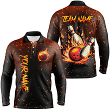 Load image into Gallery viewer, Flame Bowling Jerseys For Men Custom Bowling Polo, Quarter-Zip Shirt for Team, Gift for Bowlers NQS7601