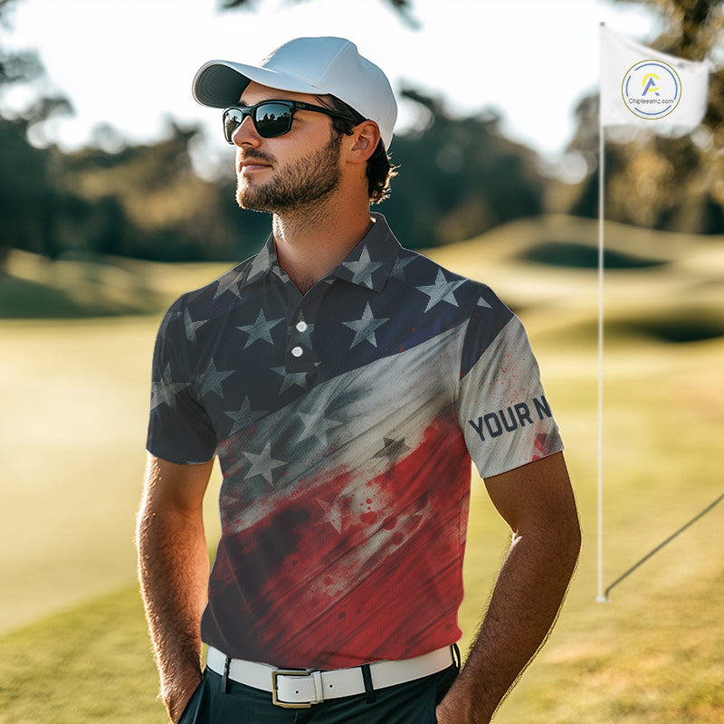Personalized golf polos shirts for men American flag 4th July custom patriotic best men golf wears NQS9945