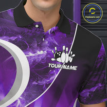 Load image into Gallery viewer, Purple Light pattern Bowling Polo, Quarter Zip shirts for men Custom Bowling Team League Jerseys NQS9948