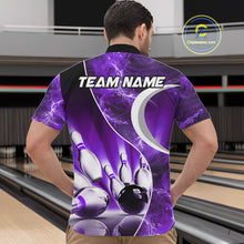 Load image into Gallery viewer, Purple Light pattern Bowling Polo, Quarter Zip shirts for men Custom Bowling Team League Jerseys NQS9948