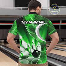 Load image into Gallery viewer, Green Light pattern Bowling Polo, Quarter Zip shirts for men Custom Bowling Team League Jerseys NQS9949