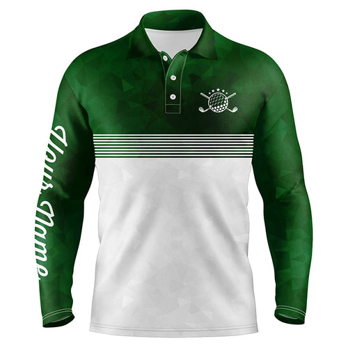 Green and white Mens golf polo shirts custom name golf shirts for men, personalized golf gifts NQS5699