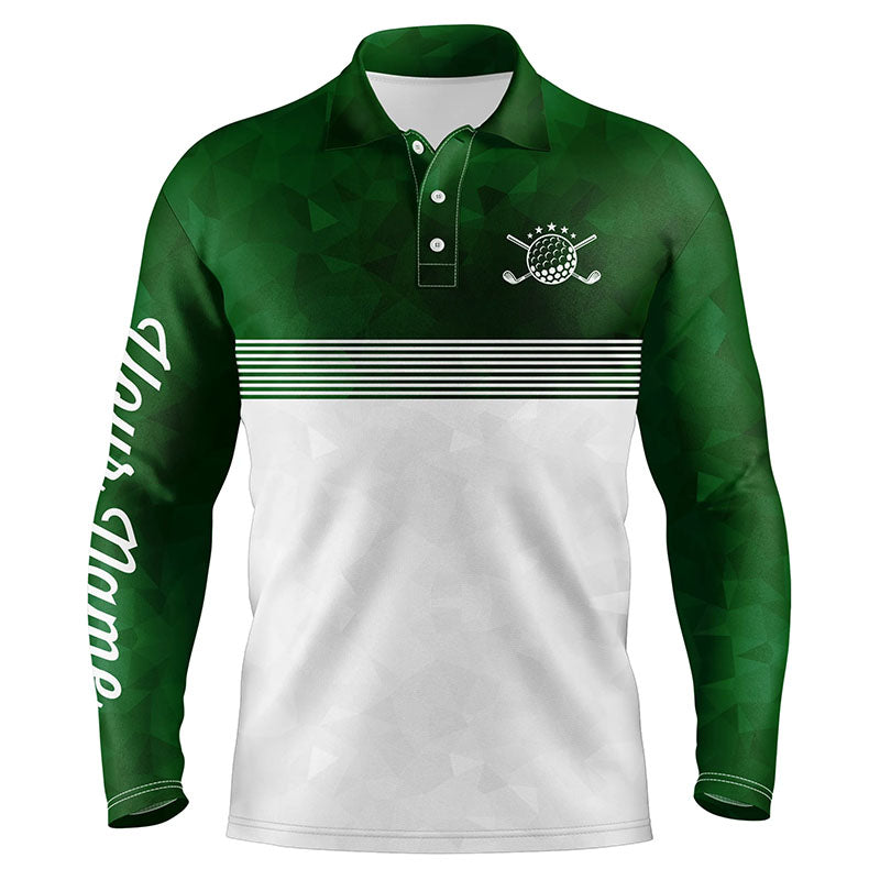 Green and white Mens golf polo shirts custom name golf shirts for men, personalized golf gifts NQS5699