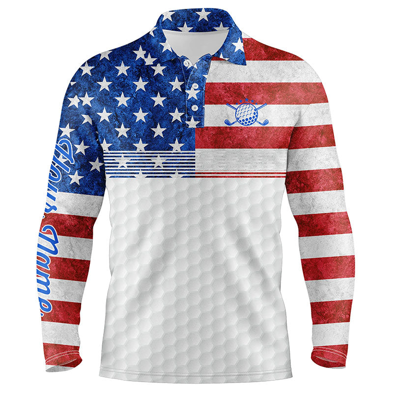American flag white Mens golf polo shirts custom name patriotic golf shirts for mens NQS5700