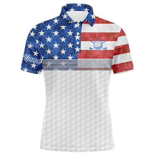 American flag white Mens golf polo shirts custom name patriotic golf shirts for mens NQS5700