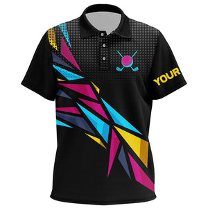 Colorful black pattern Kid golf polo shirts custom kids golf apparel, golfing gifts NQS7798