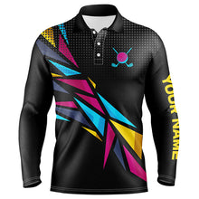 Load image into Gallery viewer, Colorful black pattern Mens golf polo shirts custom men&#39;s golf apparel, golfing gifts NQS7798