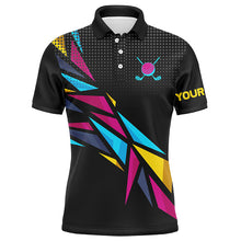 Load image into Gallery viewer, Colorful black pattern Mens golf polo shirts custom men&#39;s golf apparel, golfing gifts NQS7798