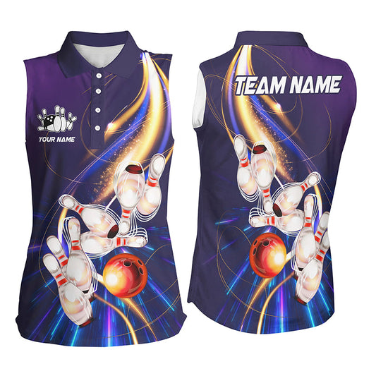 Purple light bowling jerseys Bowling Sleeveless Polo Shirt Custom Bowling Team shirts for bowler NQS8030