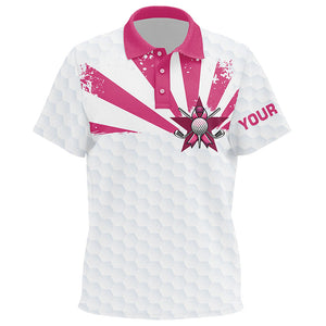 White and Pink Kid golf polo shirts custom Breast cancer awareness golf tournament shirt for Kid NQS8220