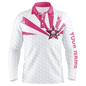 White and Pink Men golf polo shirts custom Breast cancer awareness golf tournament shirts for men NQS8220